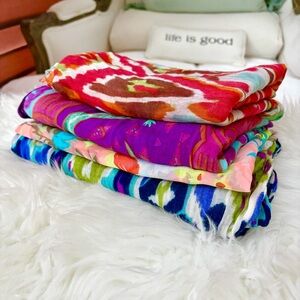 3/$30 -Lot of 4 colorful lightweight scarves, sarongs purple, orange, pink, blue